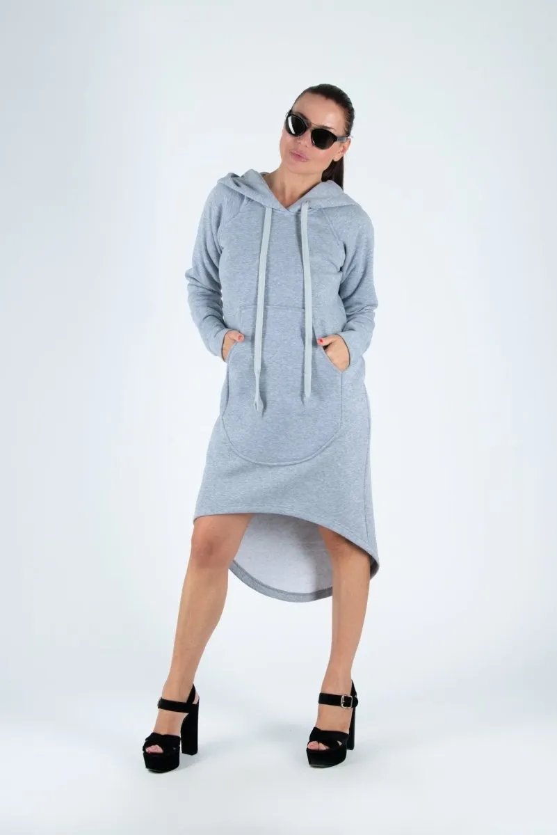 Light grey Hooded Dress TAYLOR