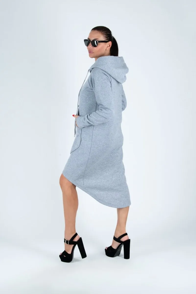 Light grey Hooded Dress TAYLOR