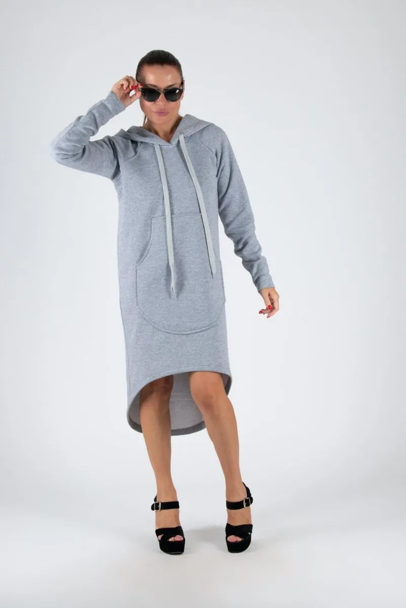 Light grey Hooded Dress TAYLOR