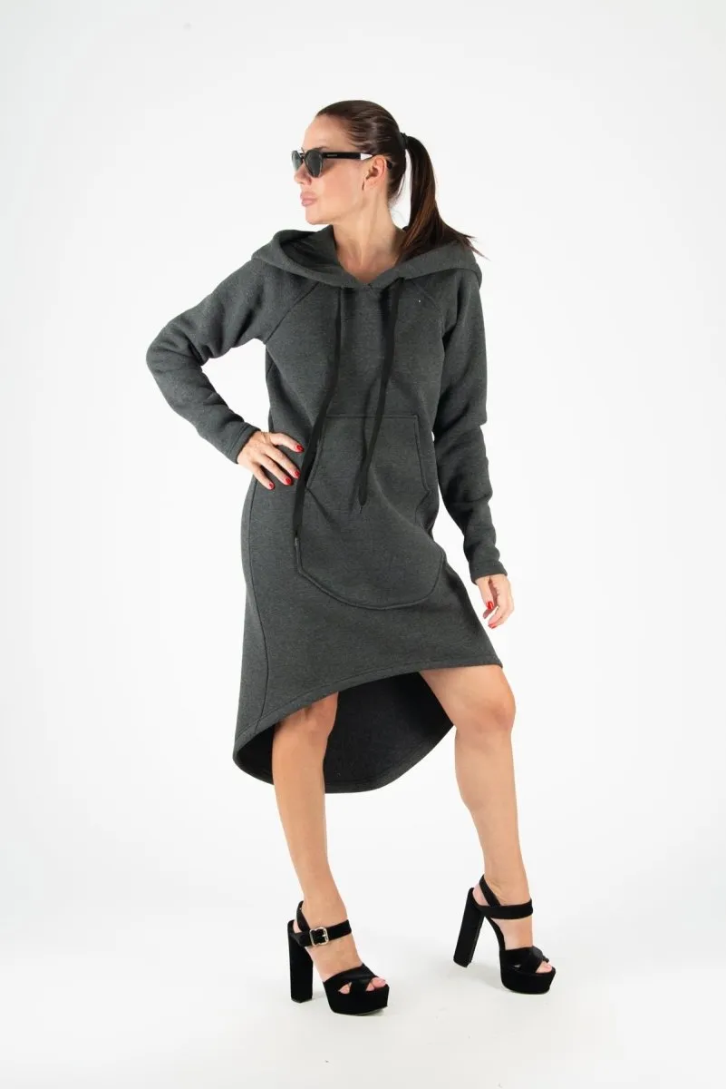 Light grey Hooded Dress TAYLOR