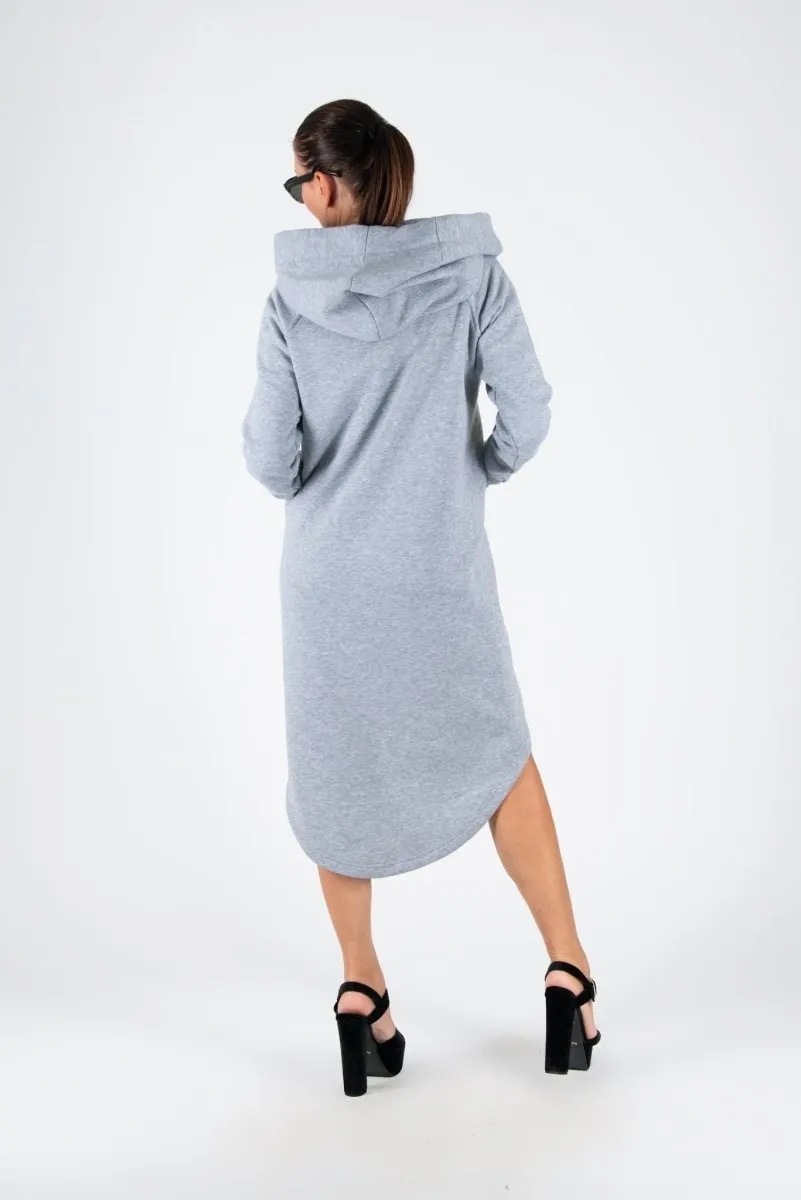Light grey Hooded Dress TAYLOR