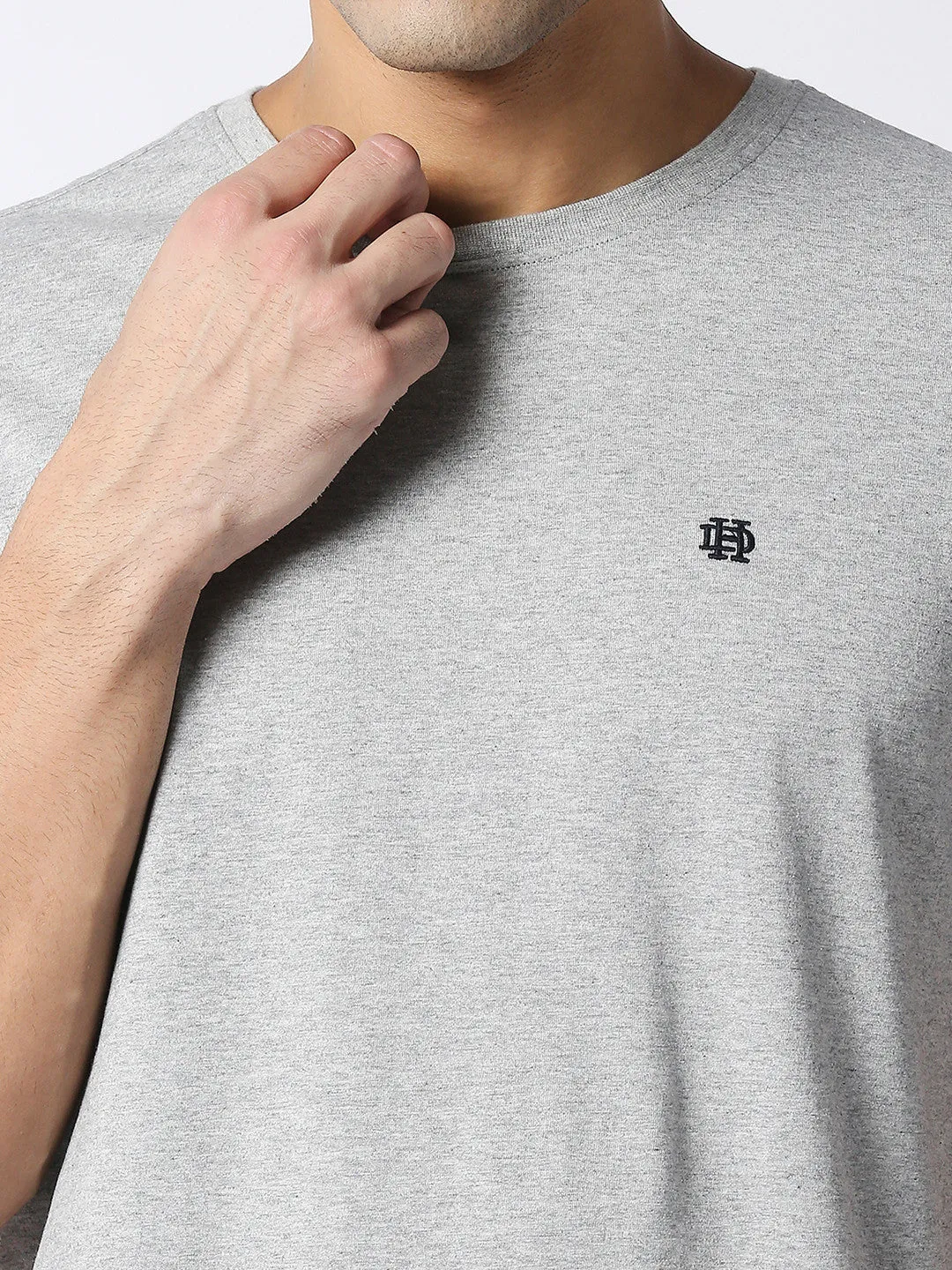 Light Grey Melange Round Neck T-shirt