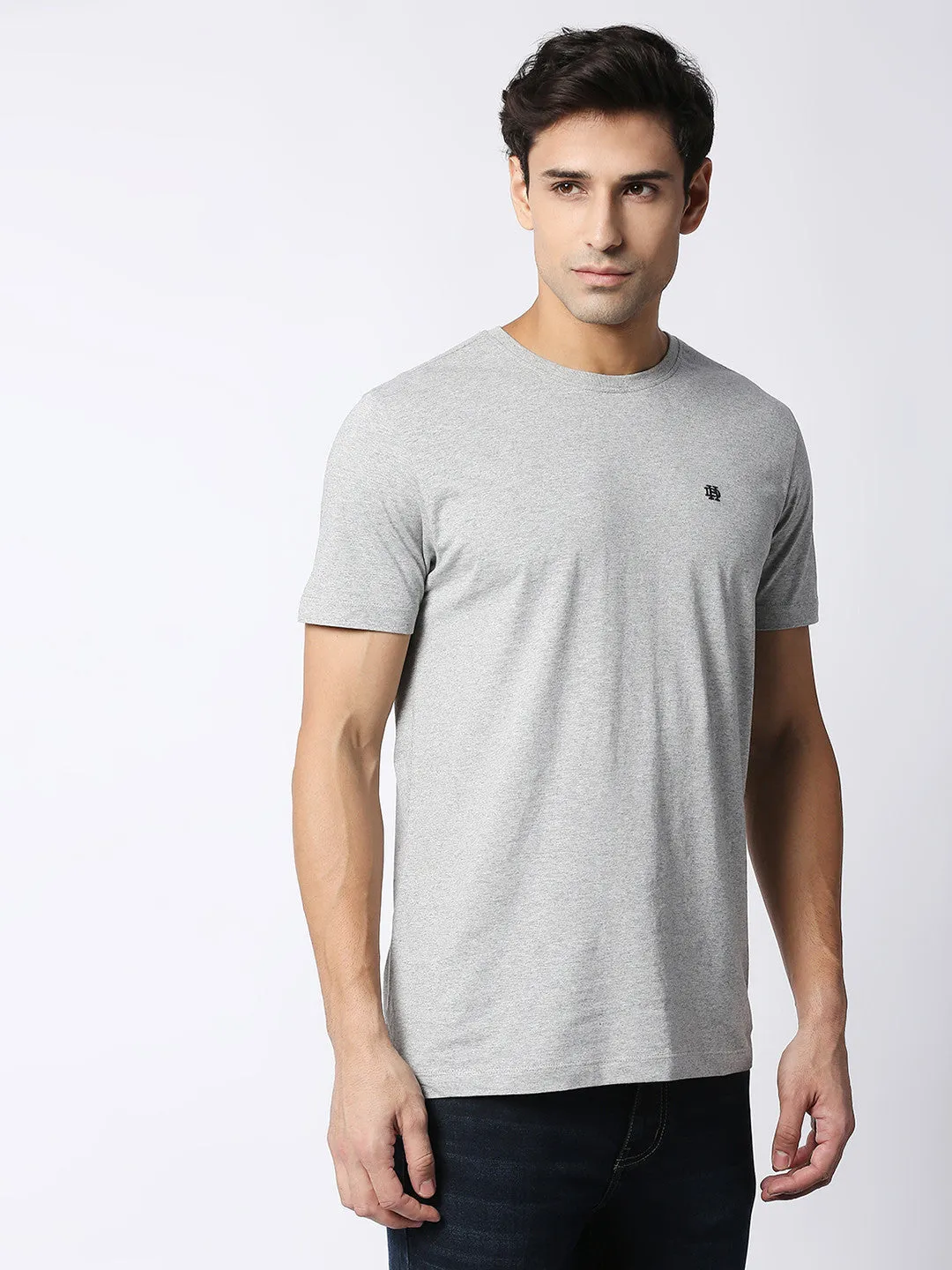 Light Grey Melange Round Neck T-shirt