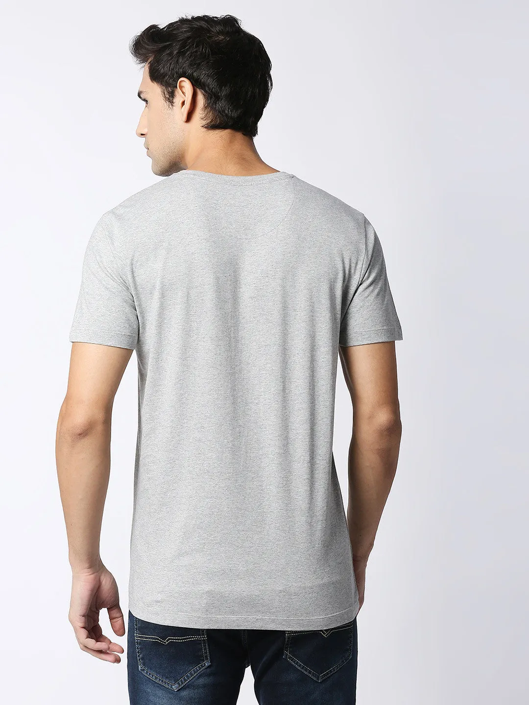 Light Grey Melange Round Neck T-shirt