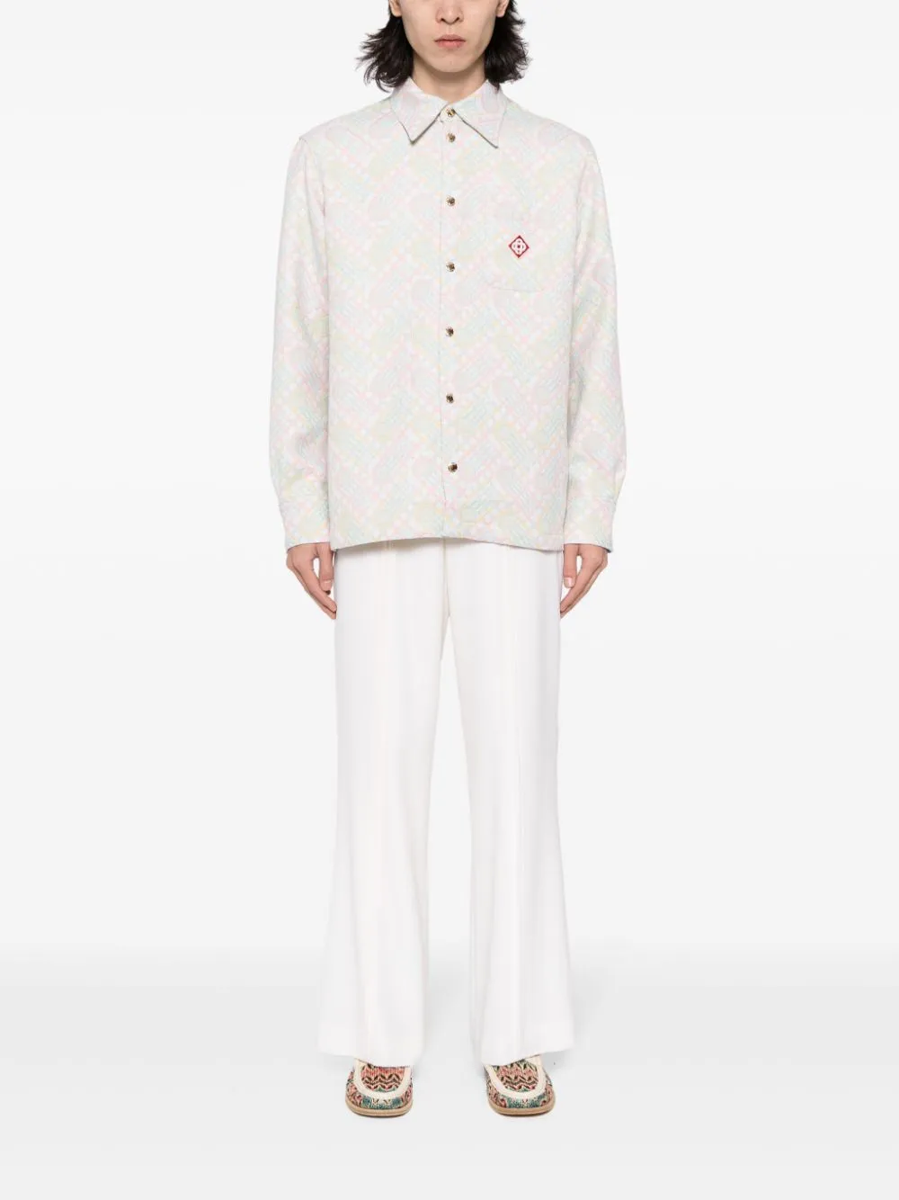 logo-appliqué monogram-jacquard jacket