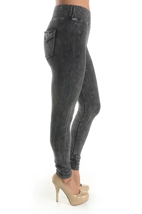 Mineral Washed Jeggings in Black