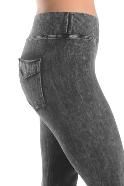 Mineral Washed Jeggings in Black