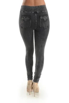Mineral Washed Jeggings in Black
