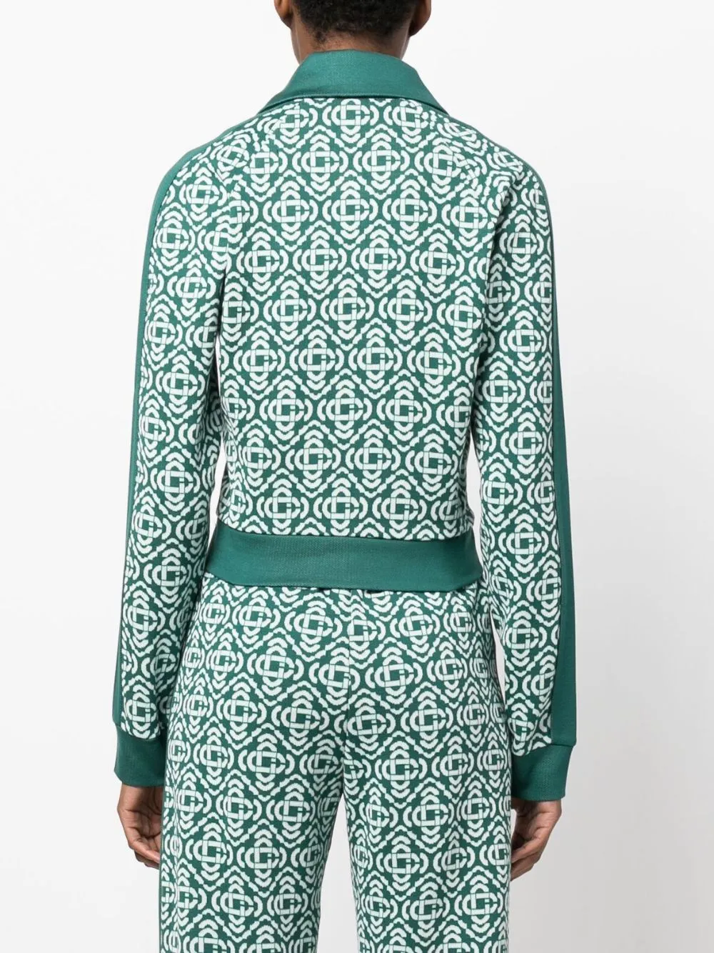 monogram cropped cotton-blend track top