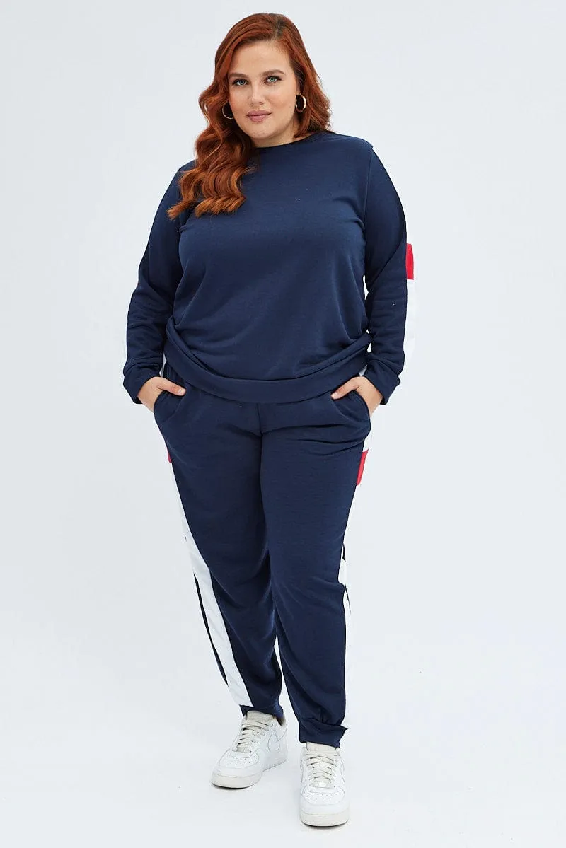 Multi Track Pants Contrast Elastic Waist Relaxed