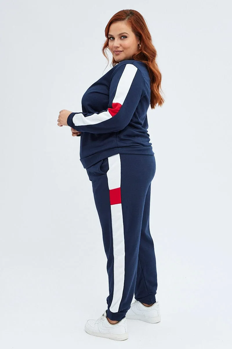 Multi Track Pants Contrast Elastic Waist Relaxed