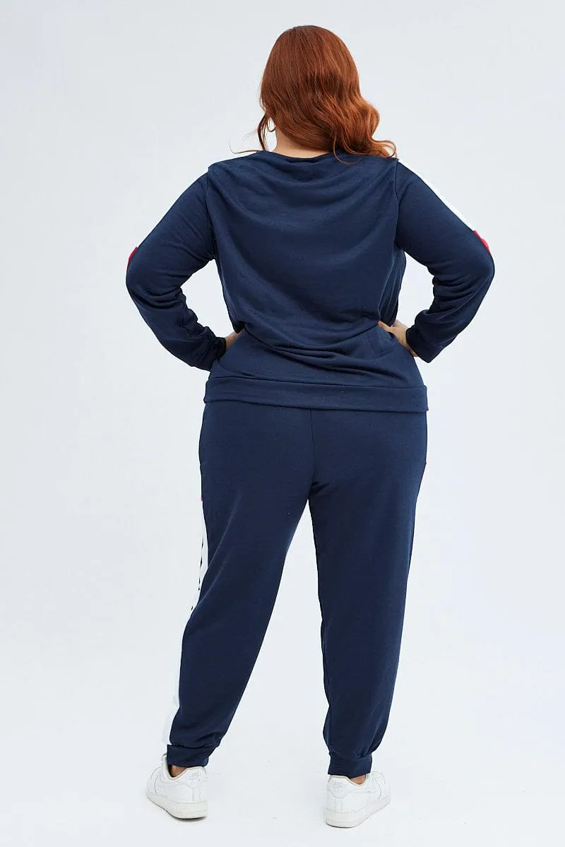 Multi Track Pants Contrast Elastic Waist Relaxed