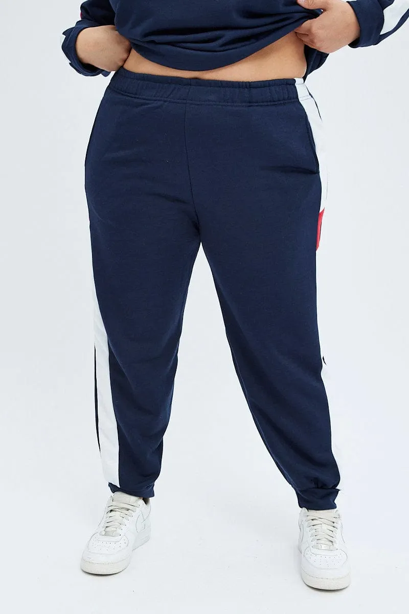 Multi Track Pants Contrast Elastic Waist Relaxed