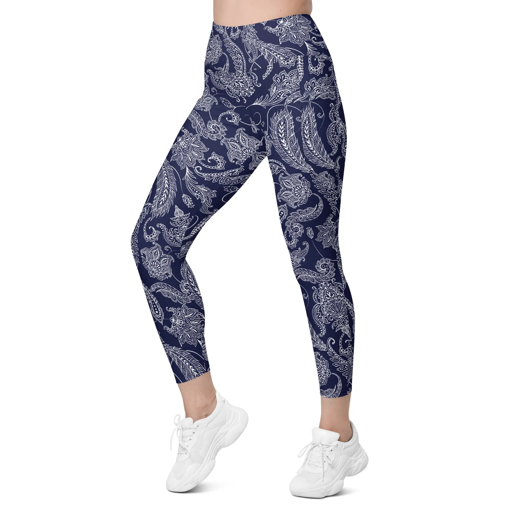 Paisley Floral Leggings With Pockets