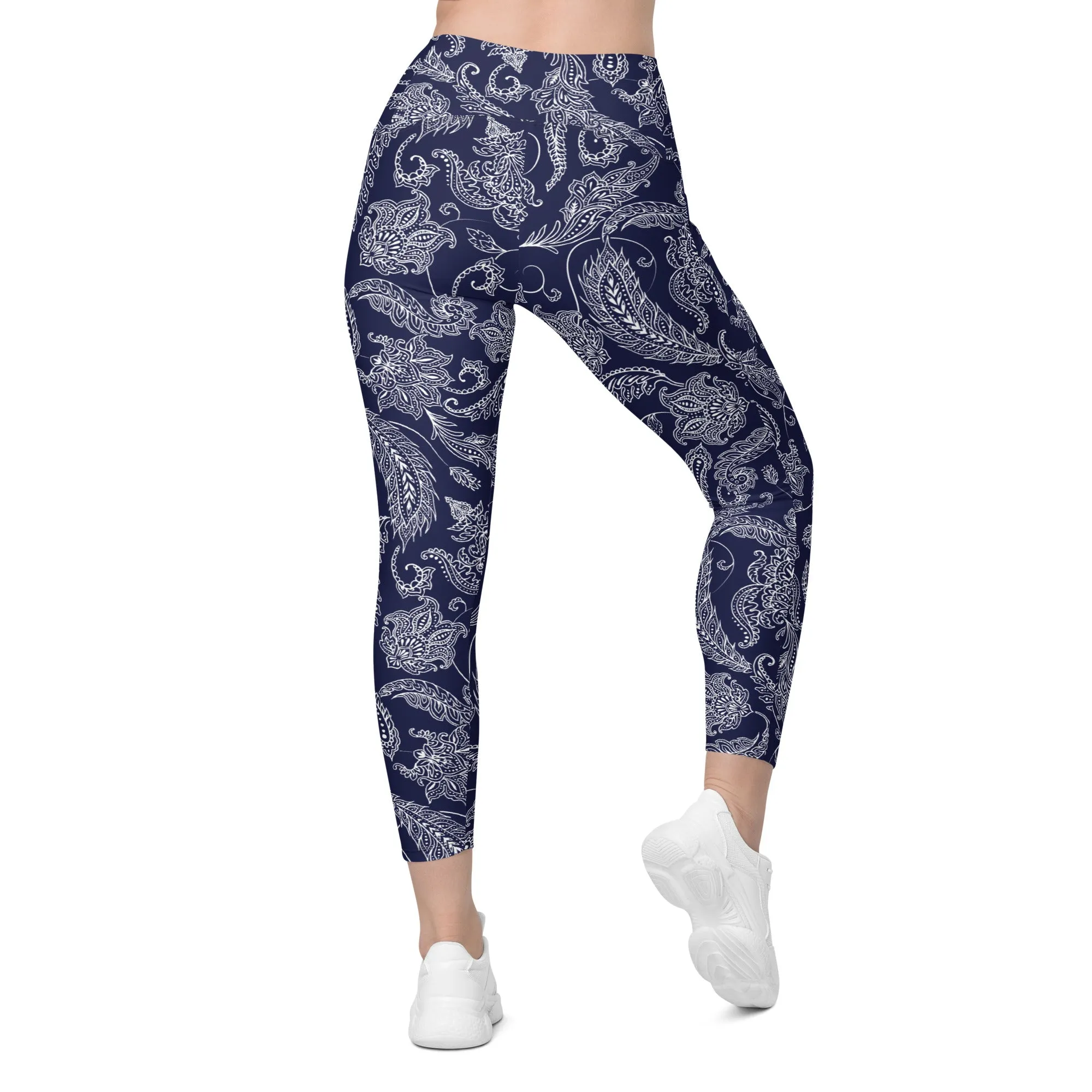 Paisley Floral Leggings With Pockets