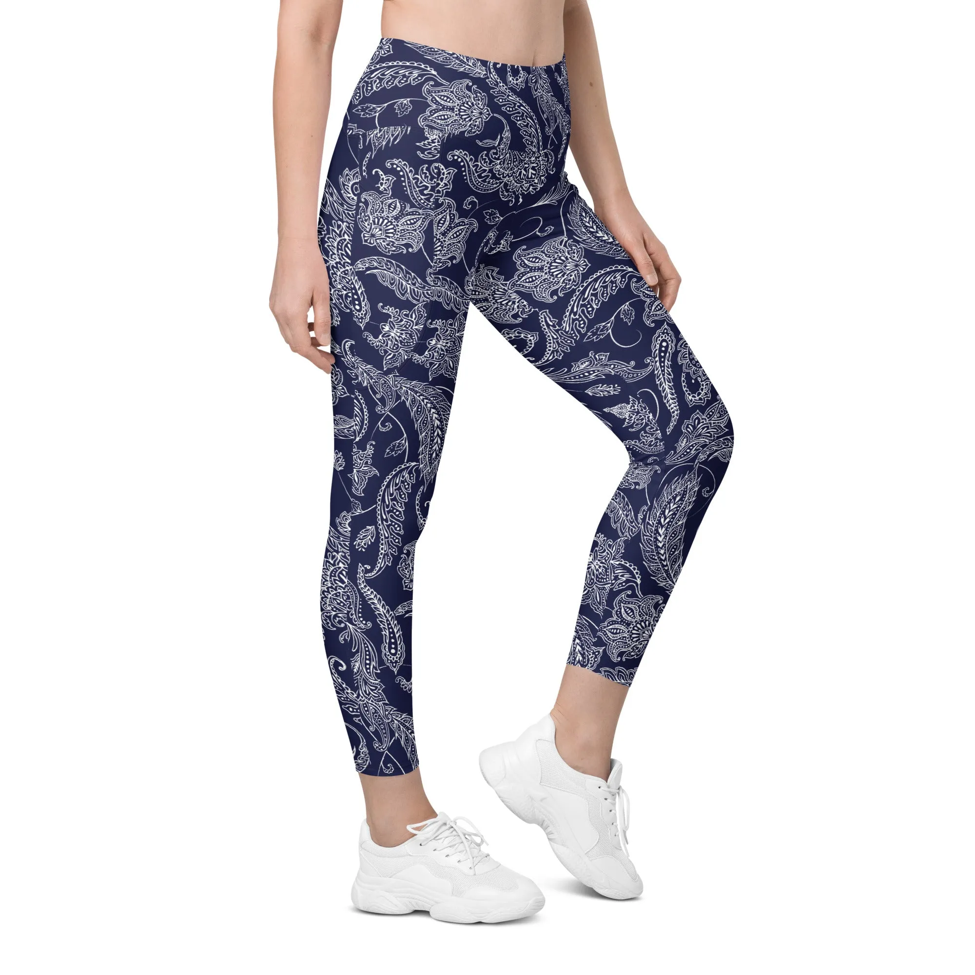 Paisley Floral Leggings With Pockets