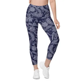Paisley Floral Leggings With Pockets