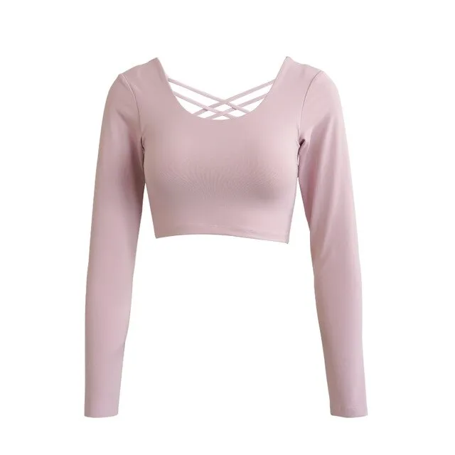 Quick-drying Sport Long Sleeve Yoga Shirt - Cross Design