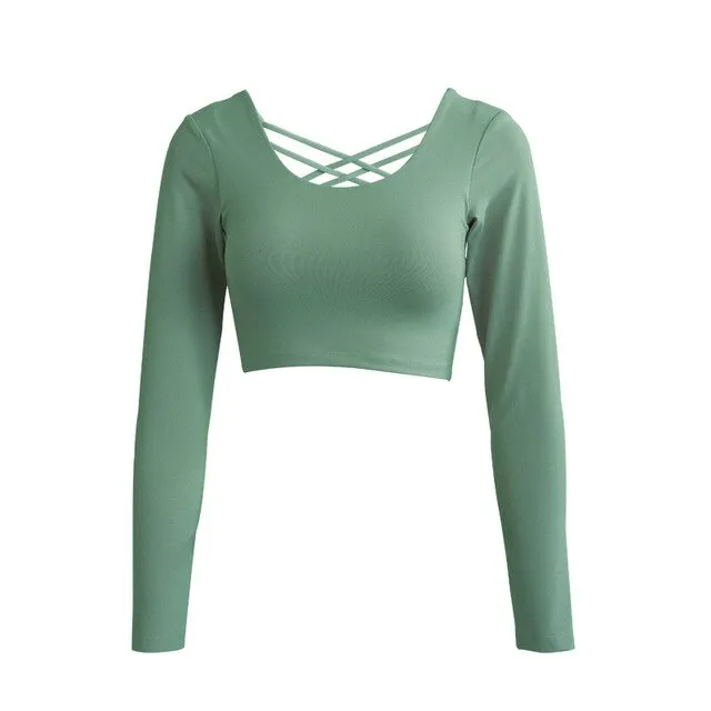 Quick-drying Sport Long Sleeve Yoga Shirt - Cross Design