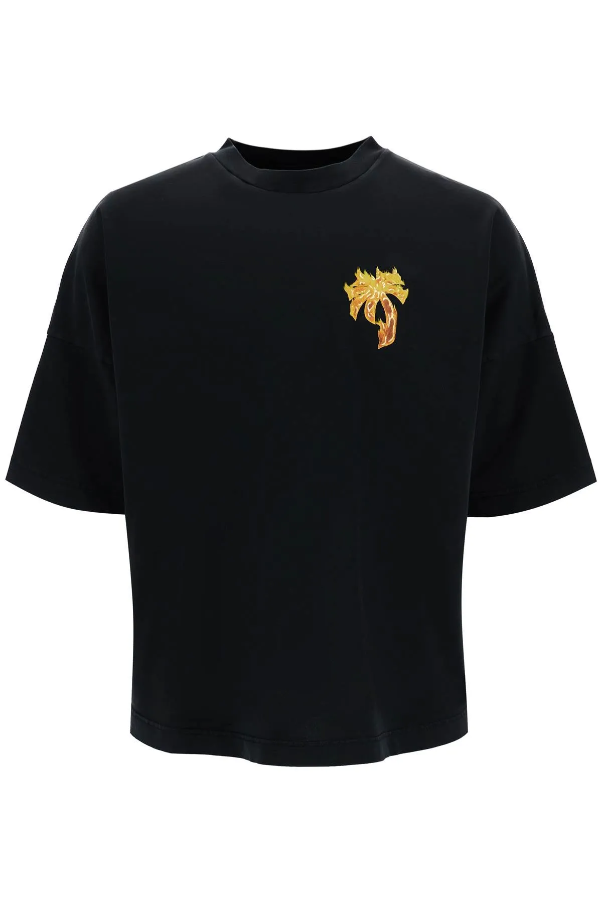 "burning palm oversized t PMAA002F24JER011 BLACK GOLD
