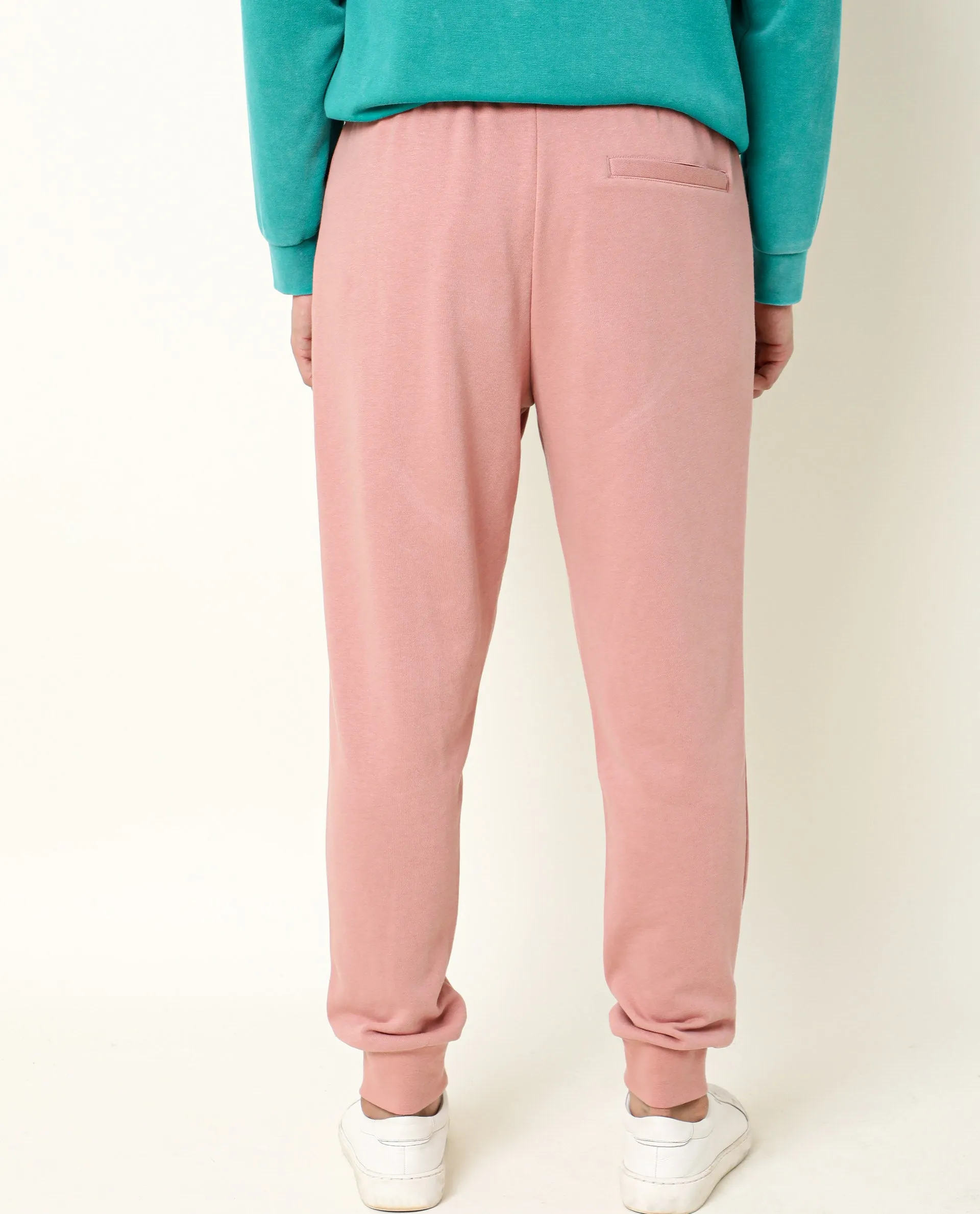 Rare Rabbit Men's Titan Pink Cotton Polyester Fabric Drawstring Relaxed Fit Knitted Track Pant