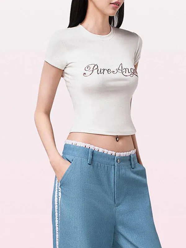 Round Neck Exposed Navel T-Shirt