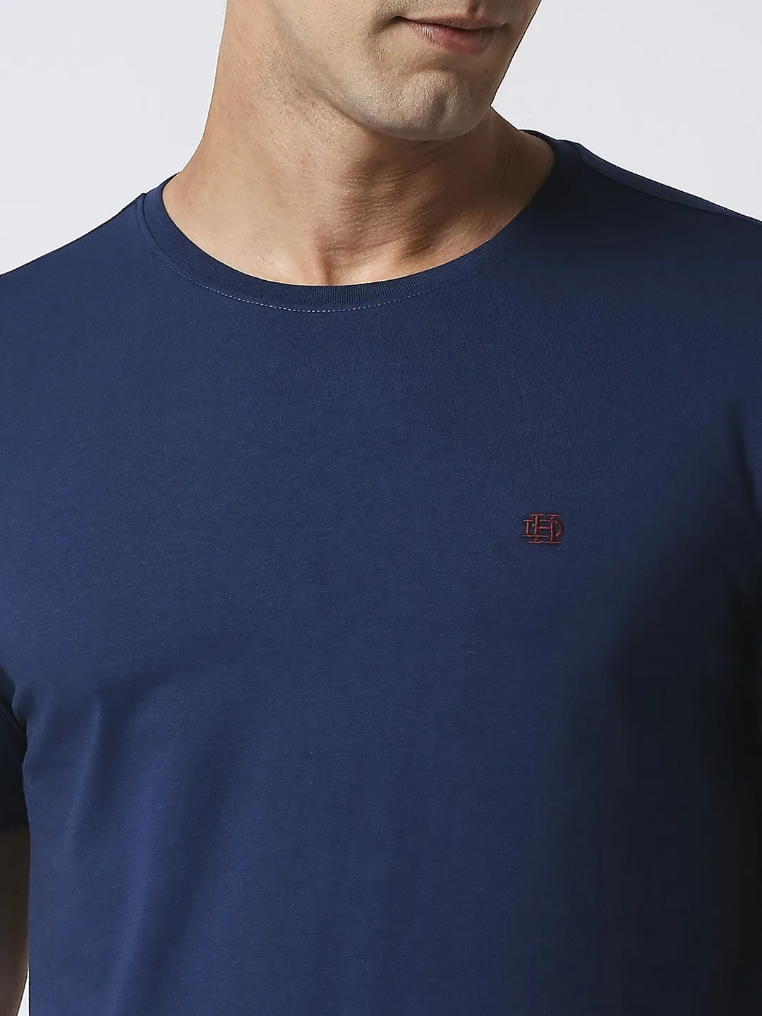 Royal Blue Jersey Lycra Round Neck T-shirt