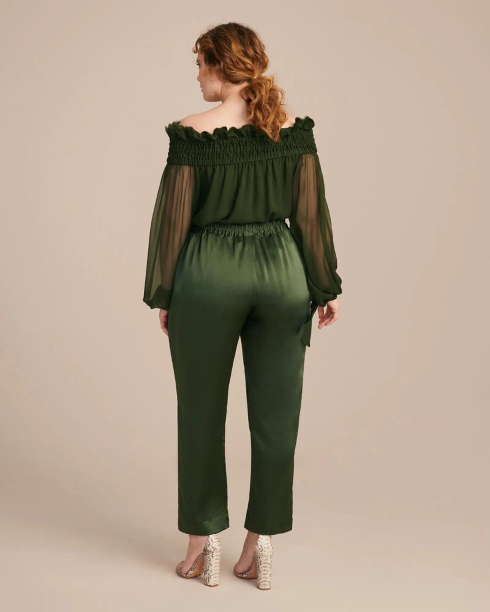 Satin Icon Track Pant | Olive