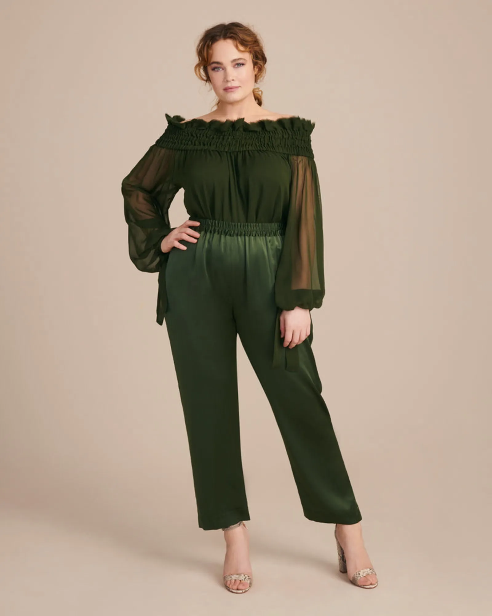 Satin Icon Track Pant | Olive