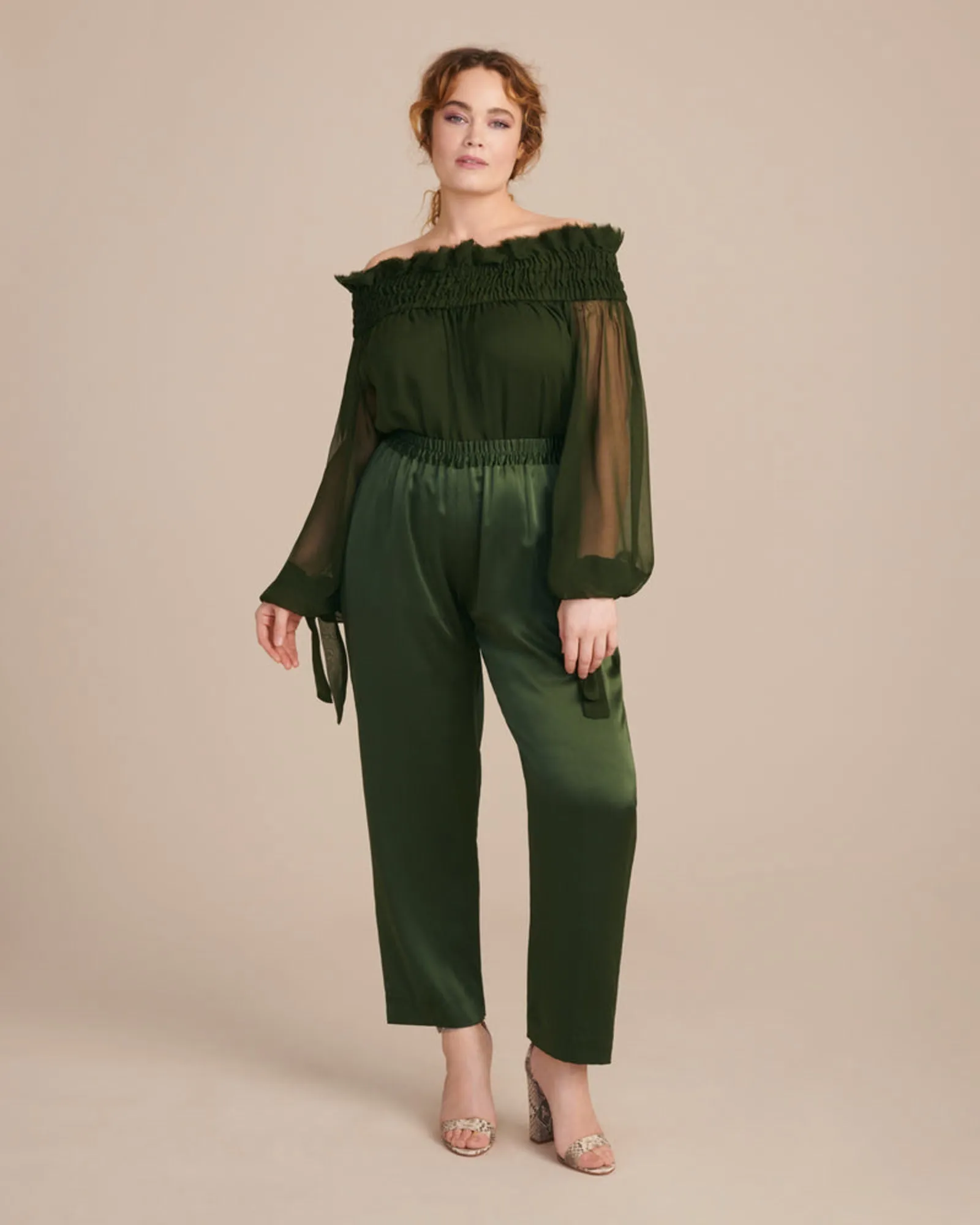 Satin Icon Track Pant | Olive