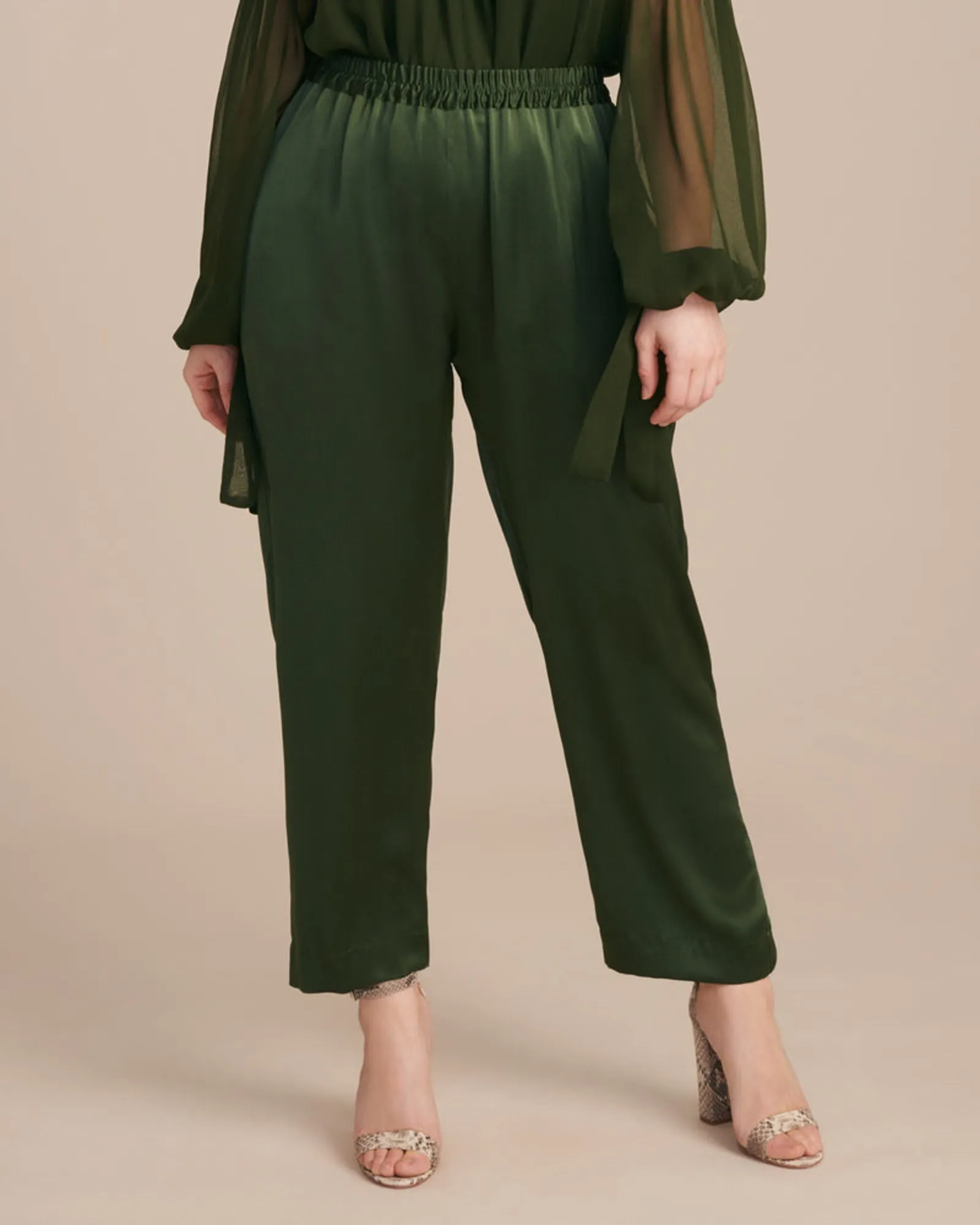 Satin Icon Track Pant | Olive