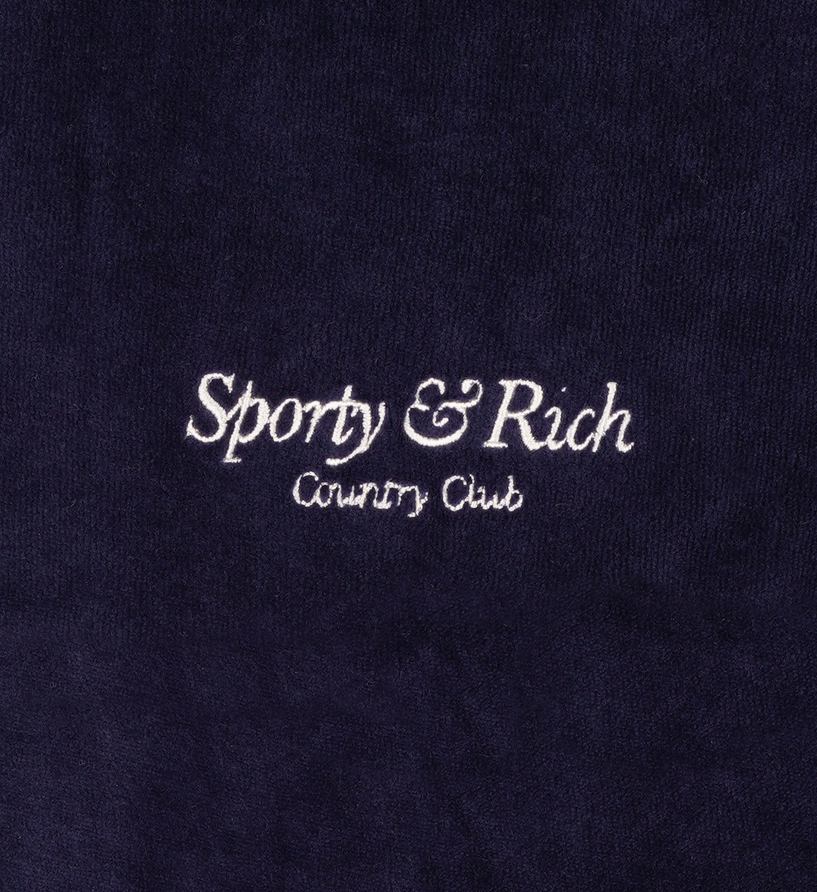 Script Velour Track Pants - Navy/Cream