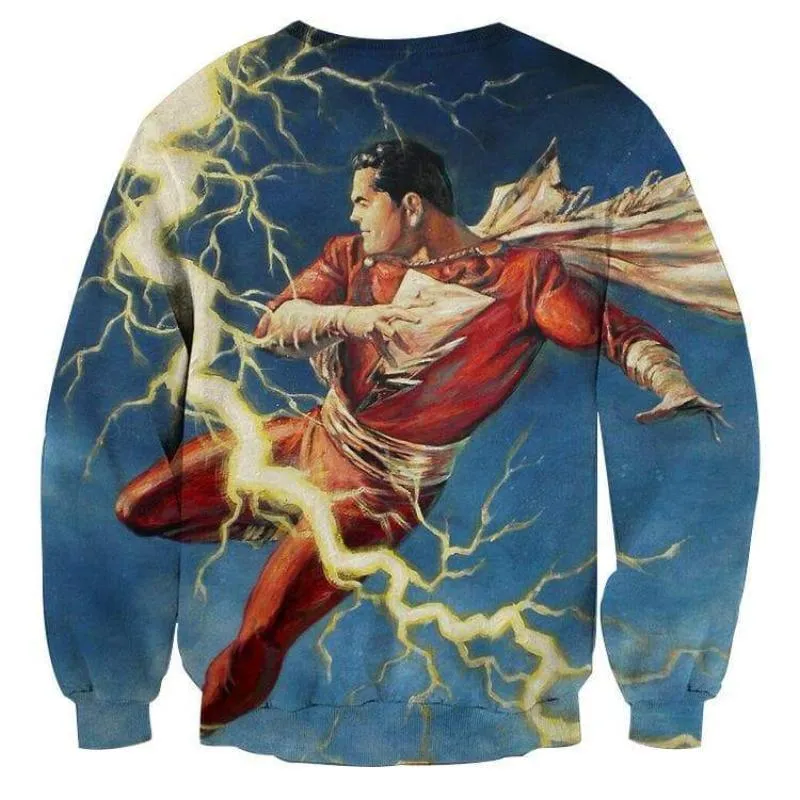 Shazam Kicking Crewneck 3D Printed Shazam Sweatshirt