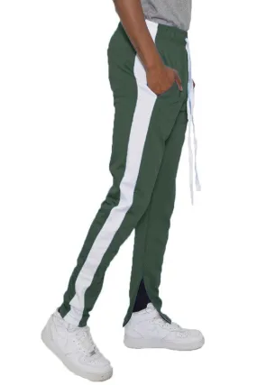 Single Stripe Track Pant (Olive White)
