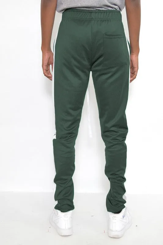 Single Stripe Track Pant (Olive White)