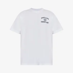 SPORTY & RICH | WMN'S VARSITY CREST T-SHIRT { WHITE/NAVY