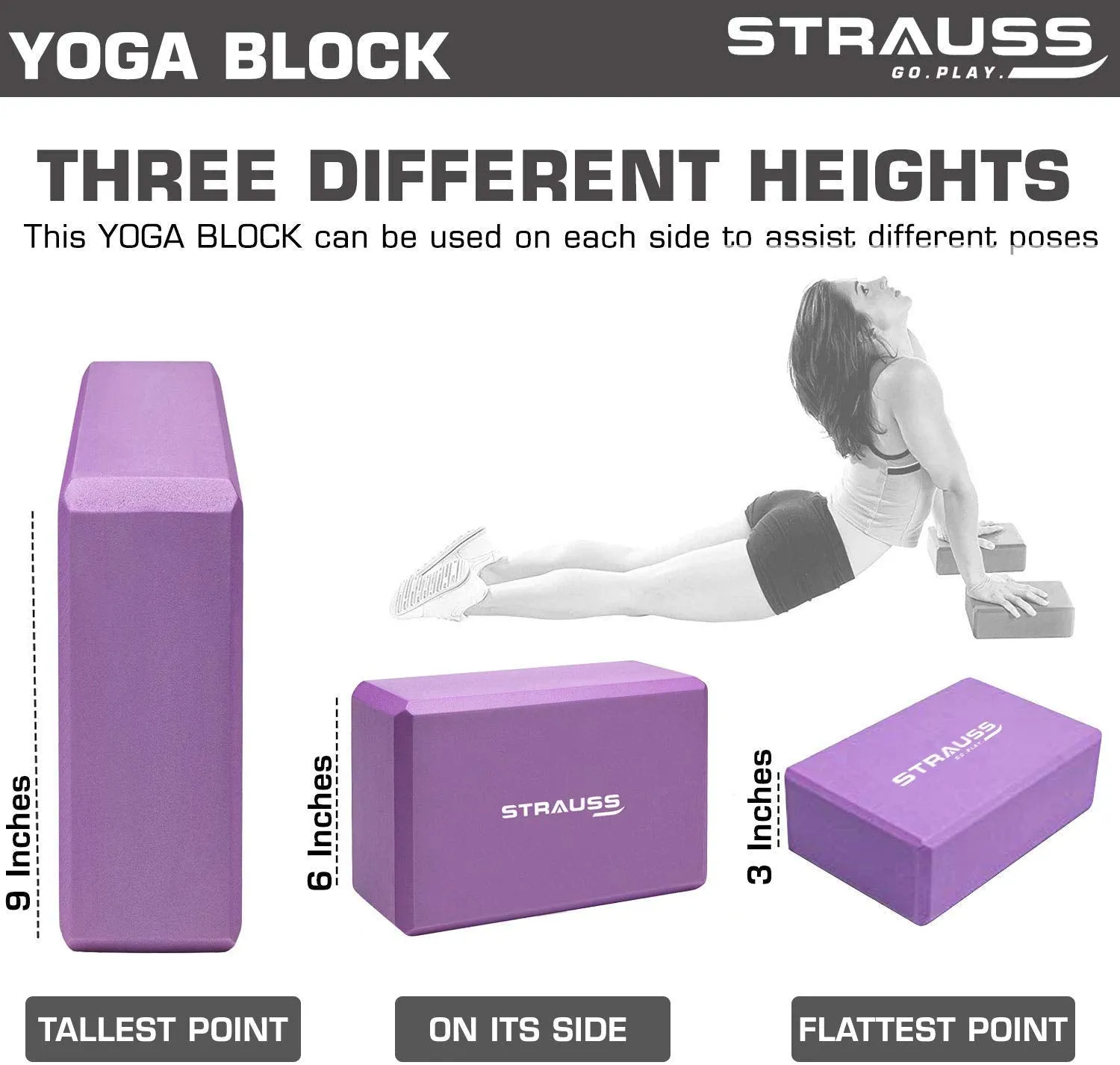 Strauss Eco-Friendly Single Texture TPE Yoga Mat 6 mm (Blue), Yoga Block (Purple) Pair, Anti-Slip Yoga Towel (Blue) and Yoga Belt (Blue)