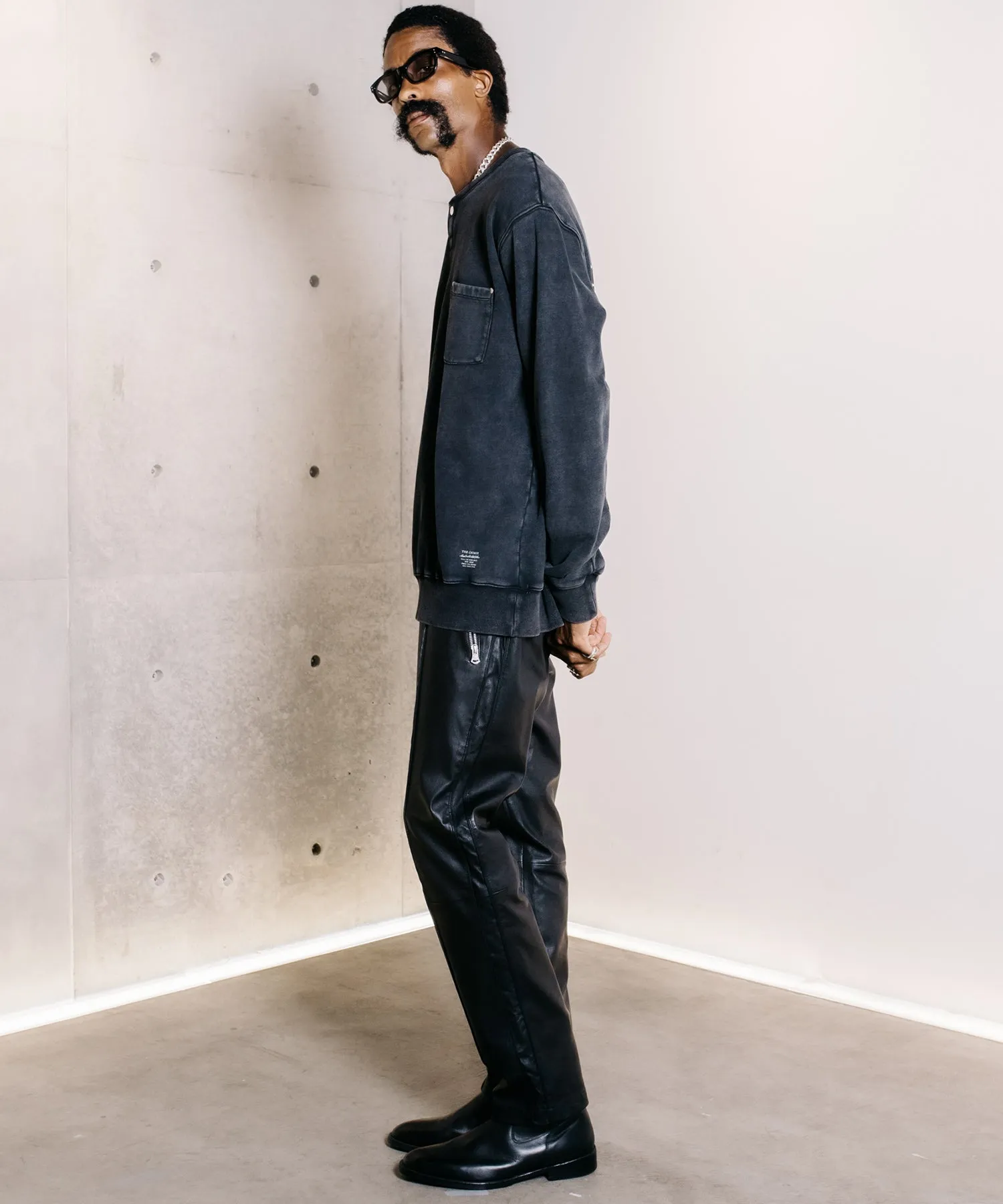 STRETCH SPANISH LAMB LEATHER TRACK PANTS