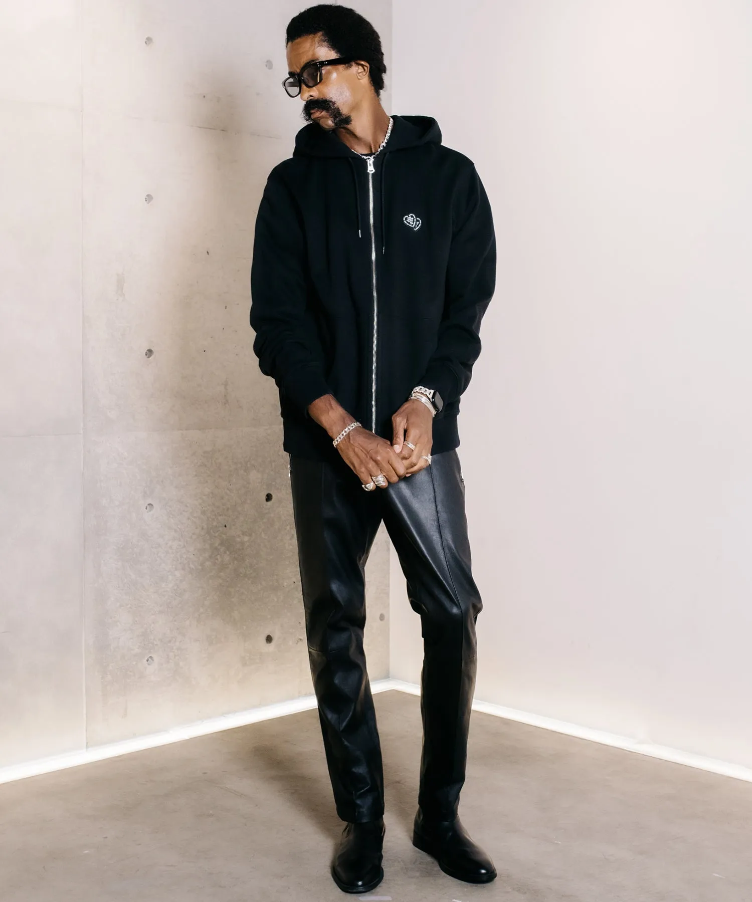 STRETCH SPANISH LAMB LEATHER TRACK PANTS
