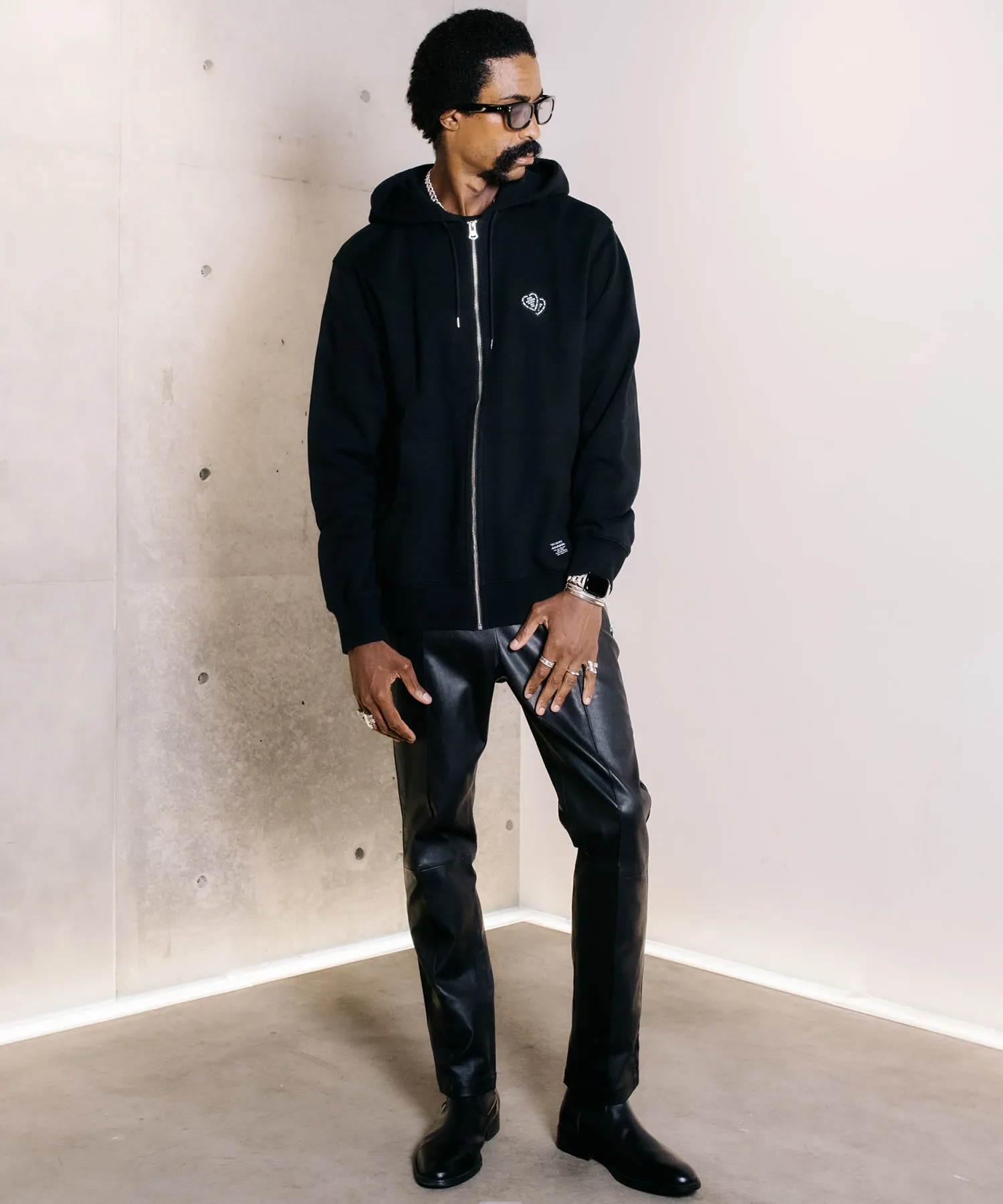STRETCH SPANISH LAMB LEATHER TRACK PANTS