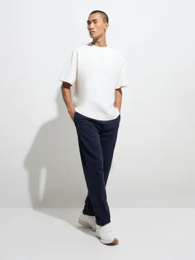 Studiofit Navy Relaxed-Fit Cotton-Blend Track Pants