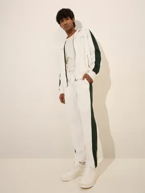 Studiofit Off-White Relaxed-Fit Mid-Rise Cotton Track Pants