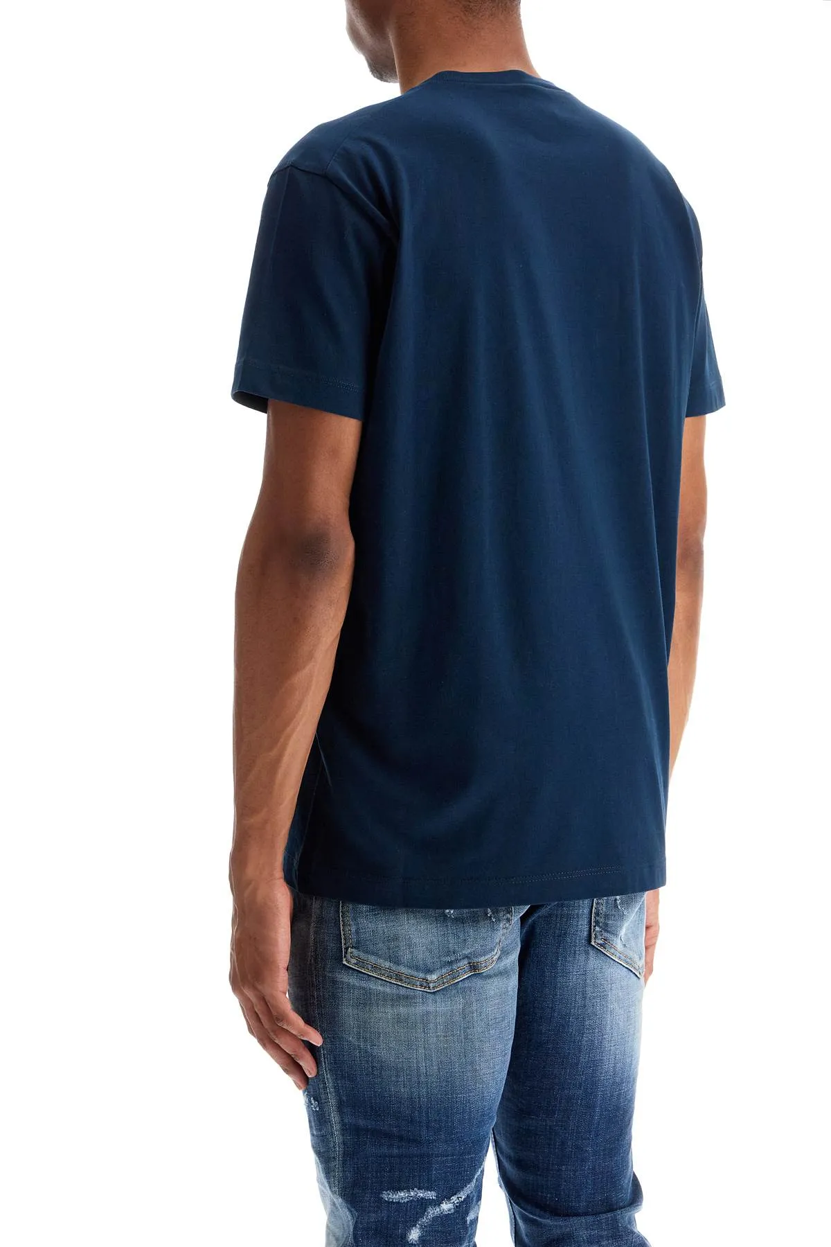 t-shirt in cotone blu navy con scollo ampio S71GD1452 D20020 BLUE NAVY