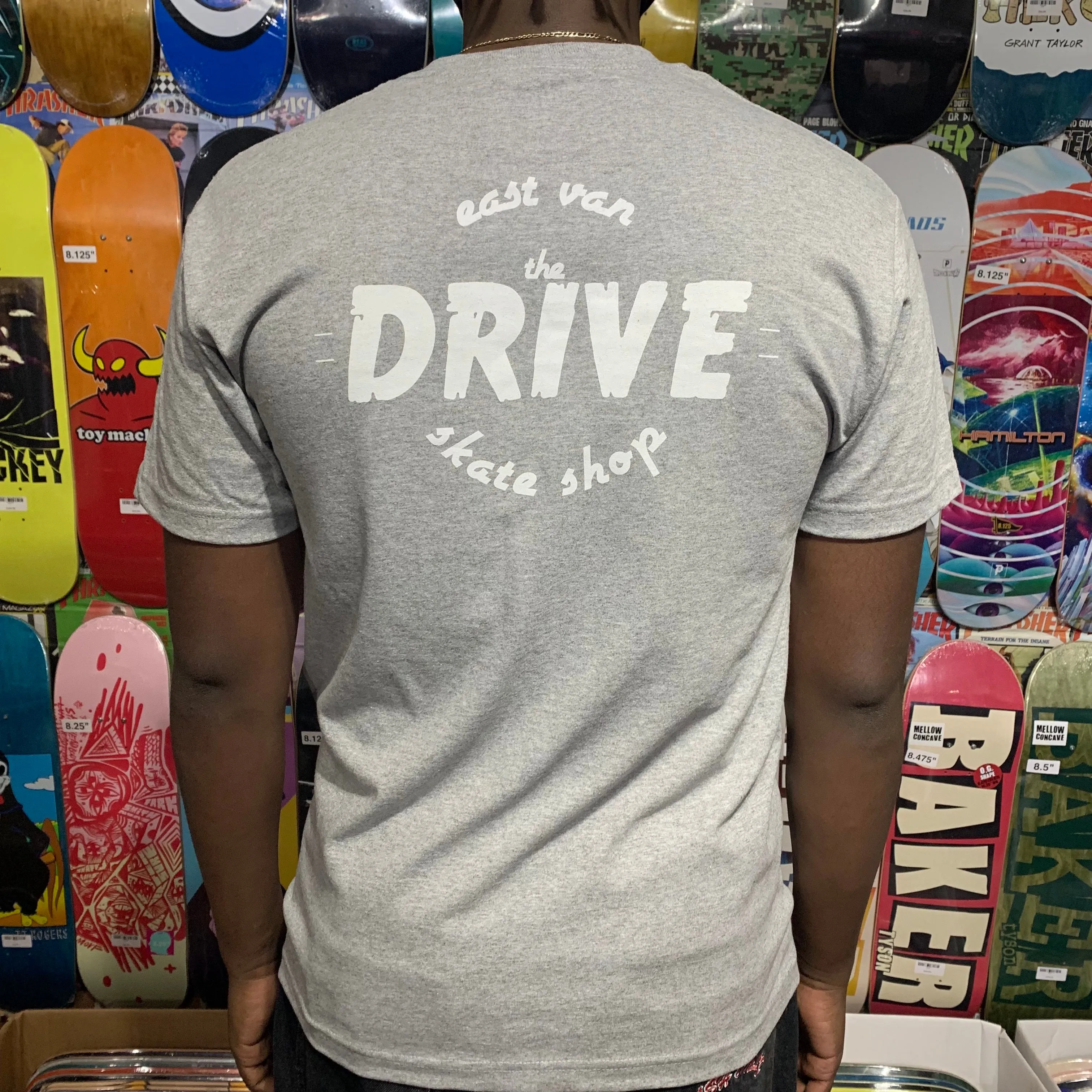 THE DRIVE SKATE SHOP LOGO T-SHIRT HEATHER GREY/WHITE