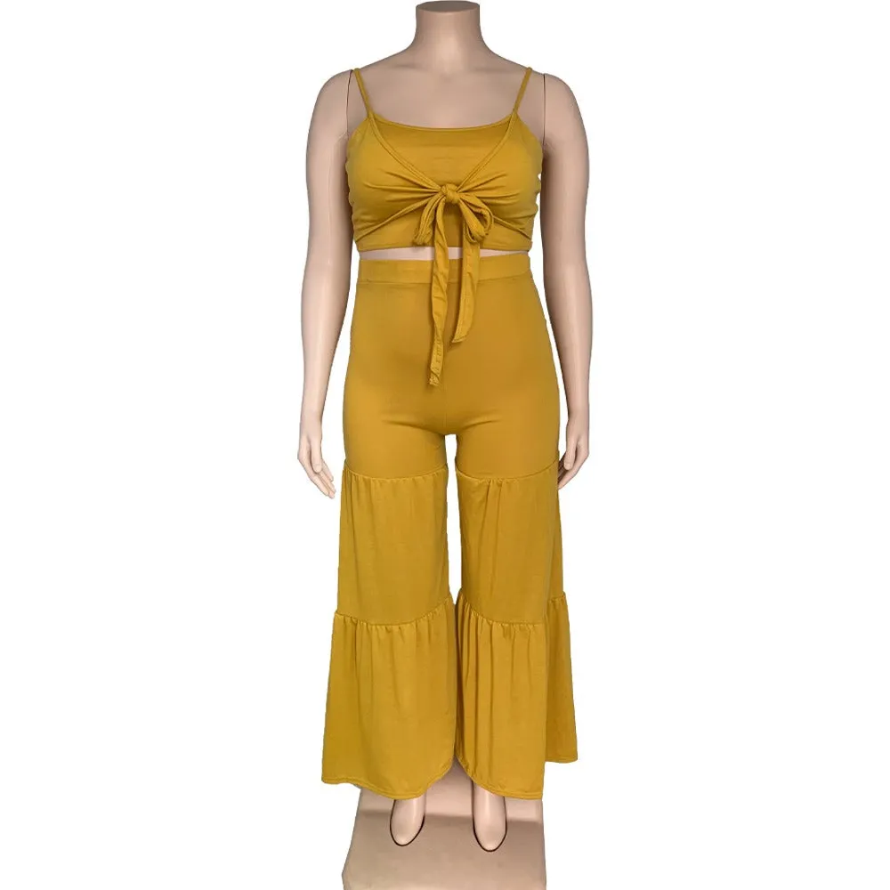 Trendy casual plus size women clothes clothing summer tank top and flare pants two 2 piece set fat lady outfit(10 Pack)