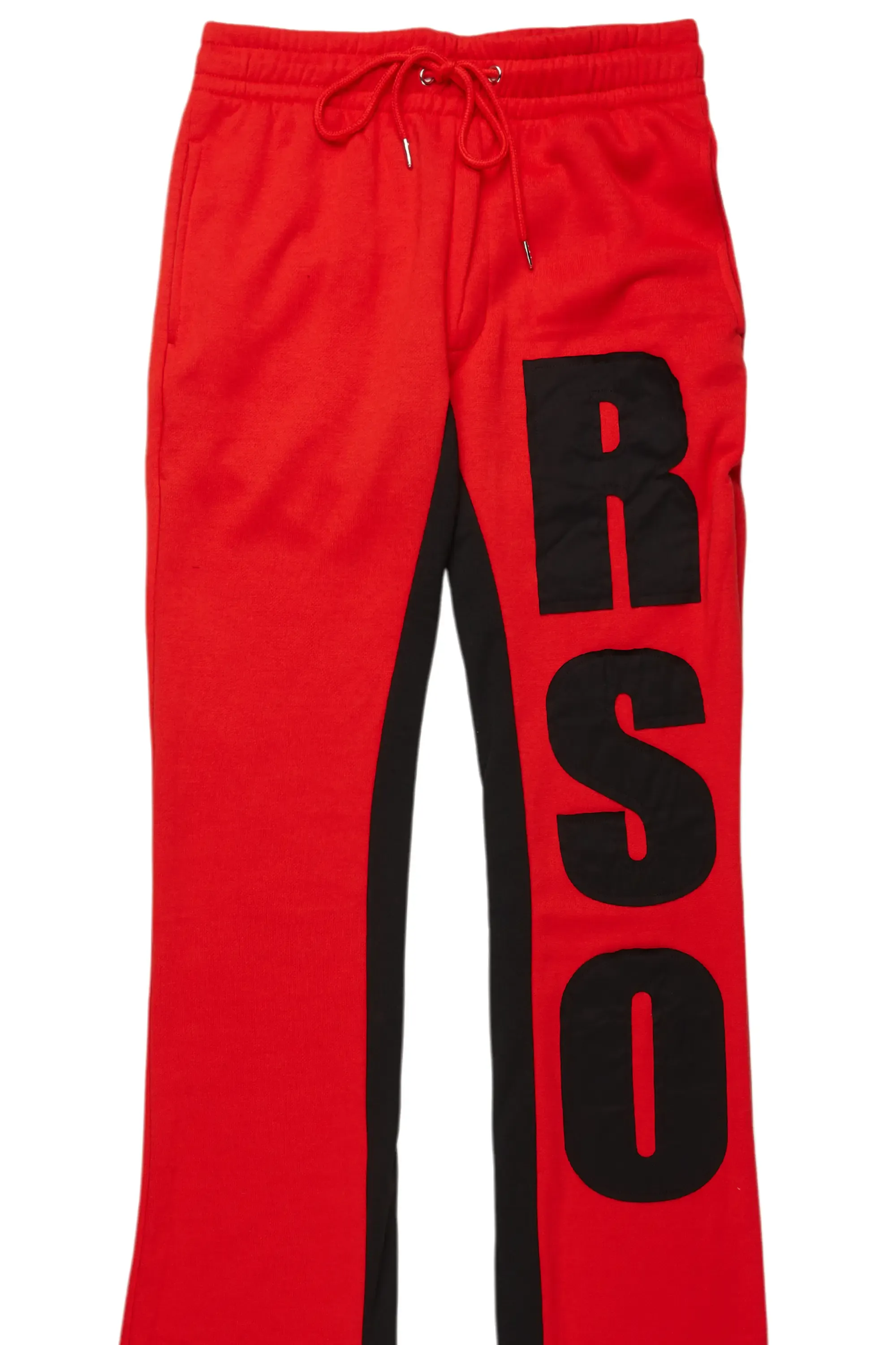 Uko Red Stacked Baggy Track Pant