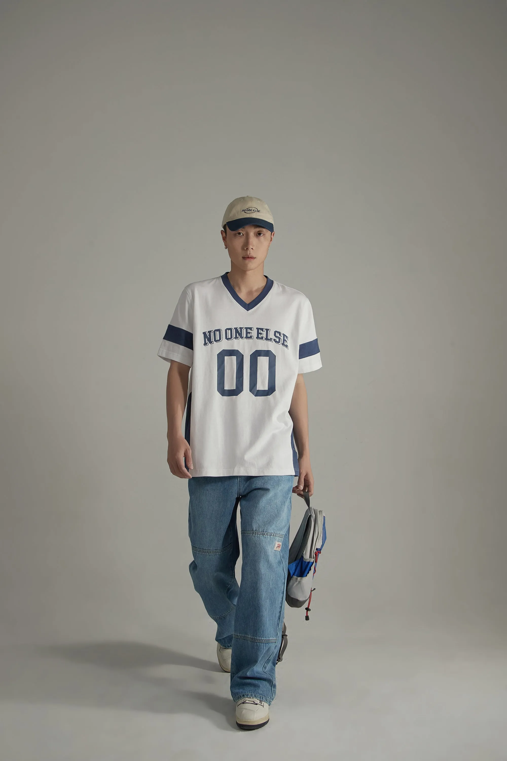 V Neck Loose Fit Sporty T-Shirt