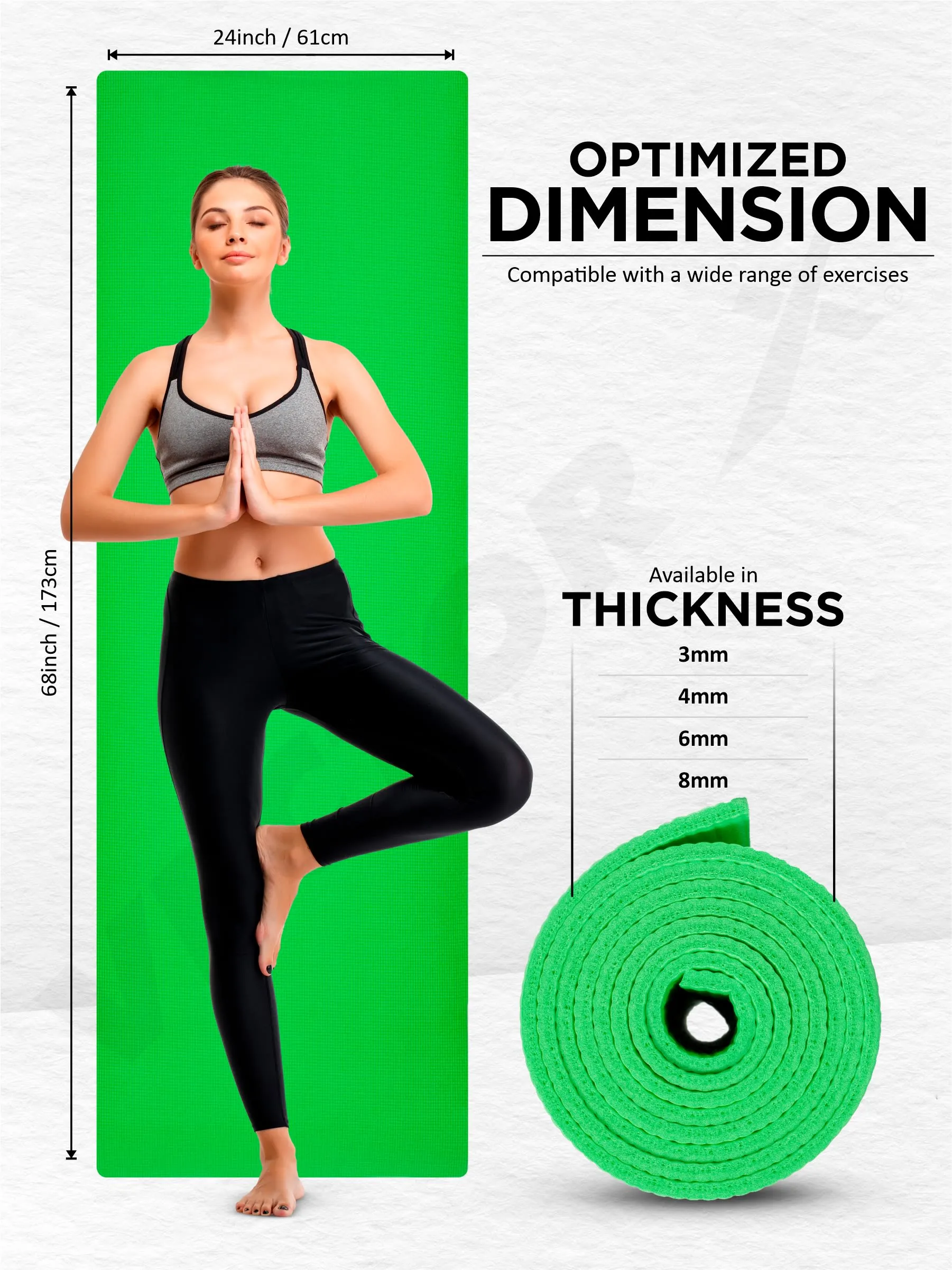 VECTOR X Non-Toxic Phthalate Free Best Quality and Anti slip PVC Eco Friendly 6 mm mm Yoga Mat (Green)