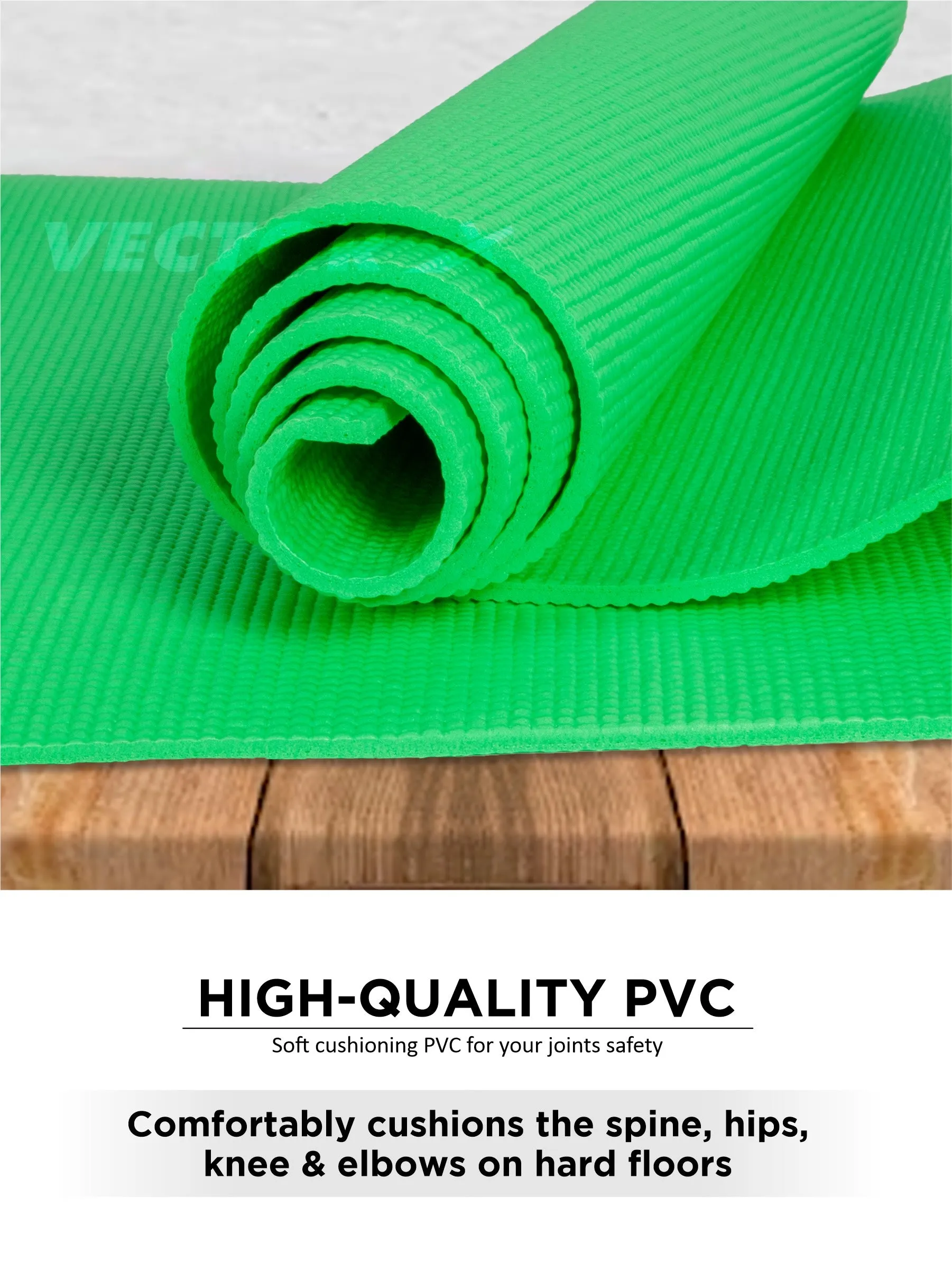 VECTOR X Non-Toxic Phthalate Free Best Quality and Anti slip PVC Eco Friendly 6 mm mm Yoga Mat (Green)