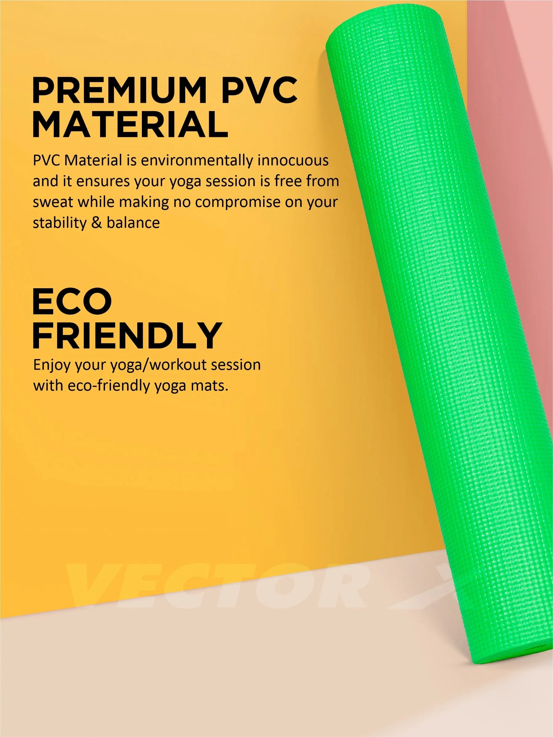 VECTOR X Non-Toxic Phthalate Free Best Quality and Anti slip PVC Eco Friendly 6 mm mm Yoga Mat (Green)